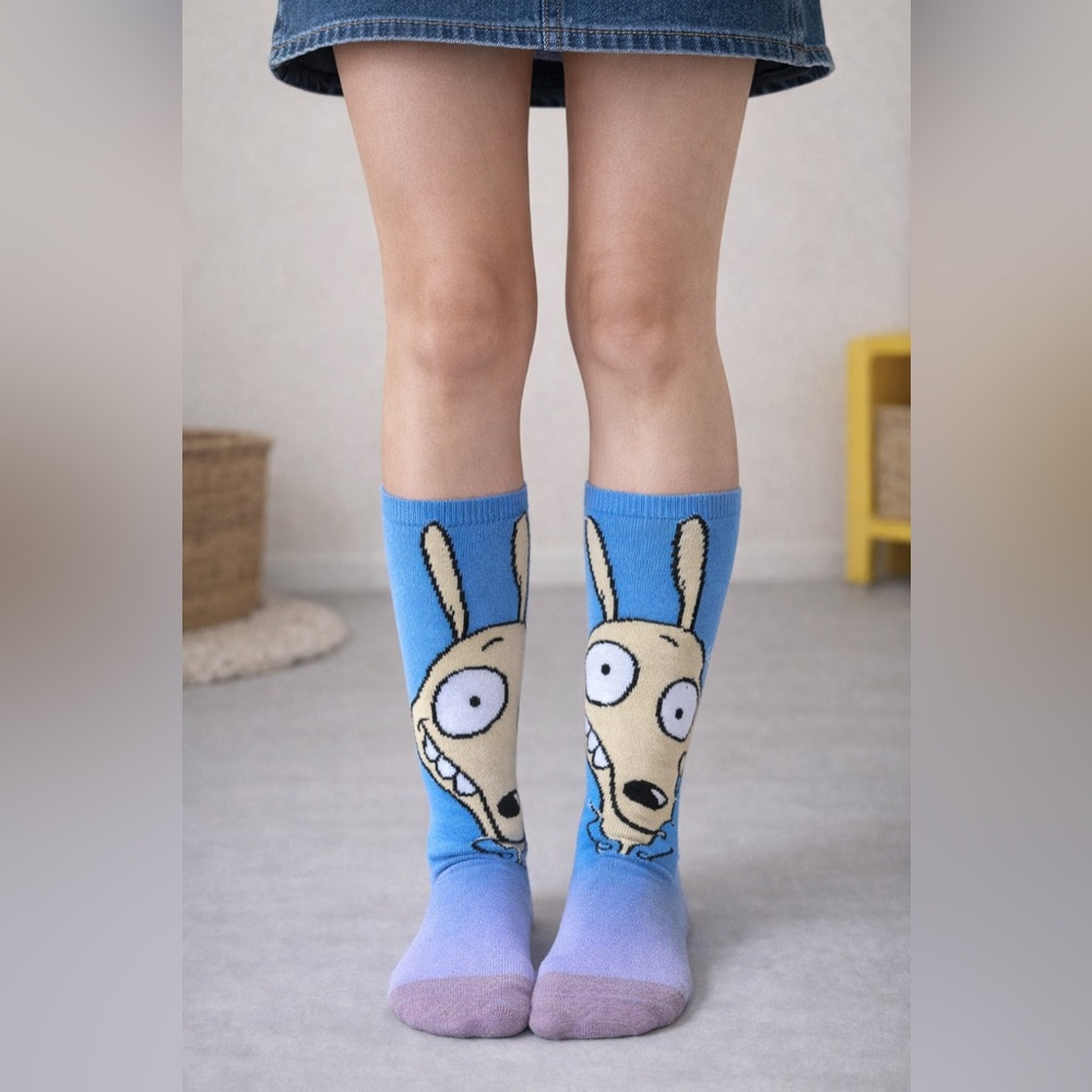 Nickelodeon Orange and Blue Character Socks